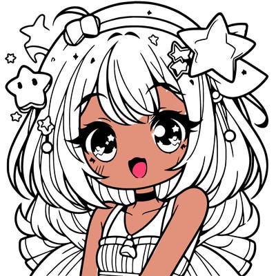 cute anime girl with star accessories