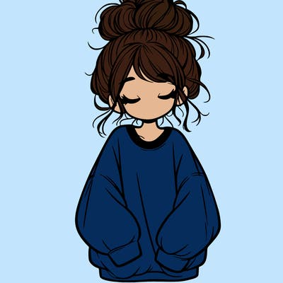 girl with baggy sweatshirt and messy bun