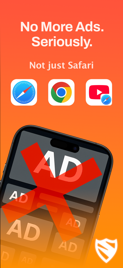 Blokada ad blocker interface showing system wide ad blocking for Safari Chrome and other apps on iPhone