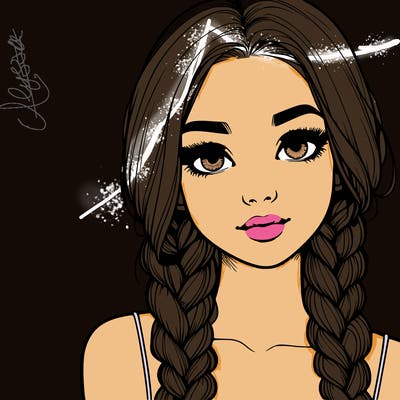 realistic girl with braids