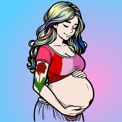 woman heavily pregnant realistic