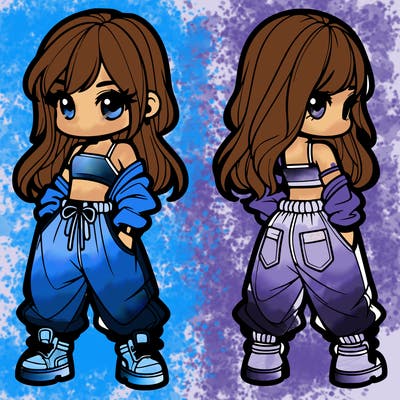 girl in crop top and baggy pants