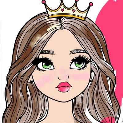 a realistic girl with a crown on