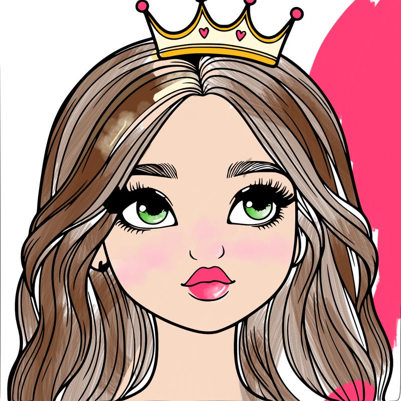 a realistic girl with a crown on