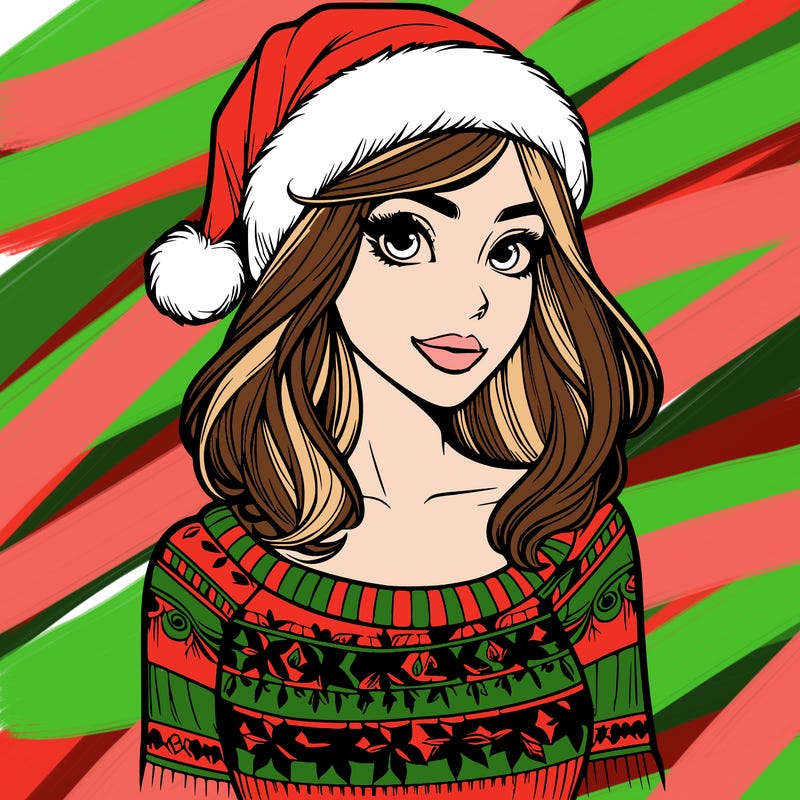 realistic lady in a christmas sweater
