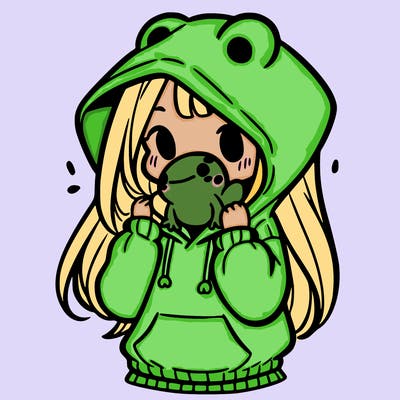 a girl holding a froggy hoodie