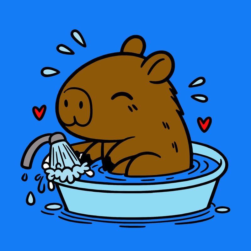 capybara taking a bath
