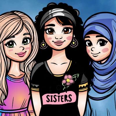 three sisters with a best sisters necklace