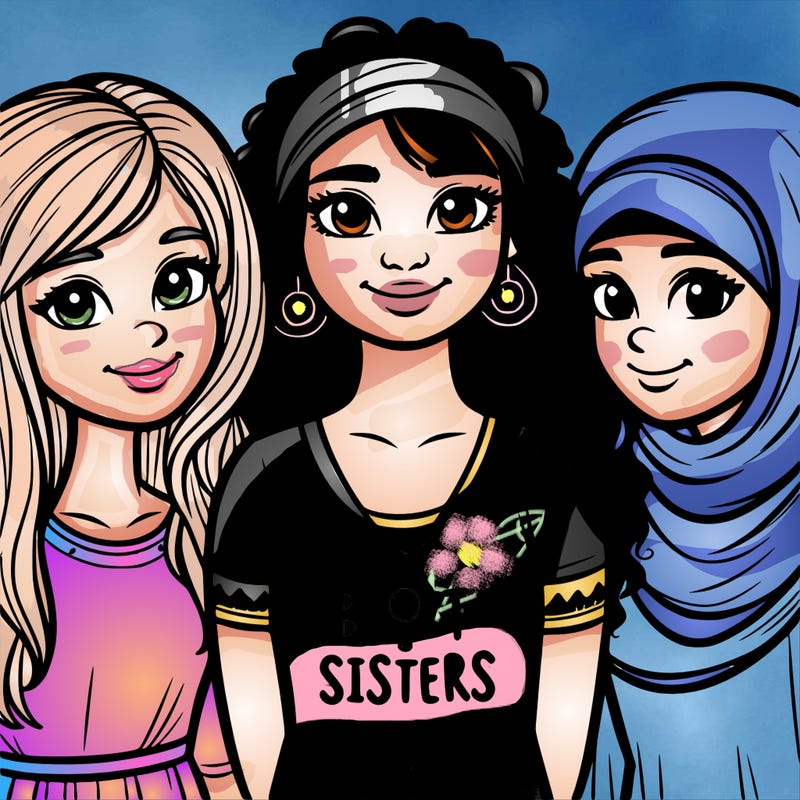 three sisters with a best sisters necklace