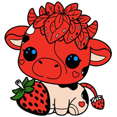 cute strawberry cow