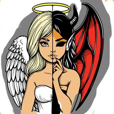 realistic angel half demon