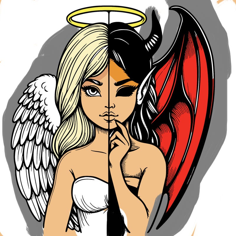 realistic angel half demon