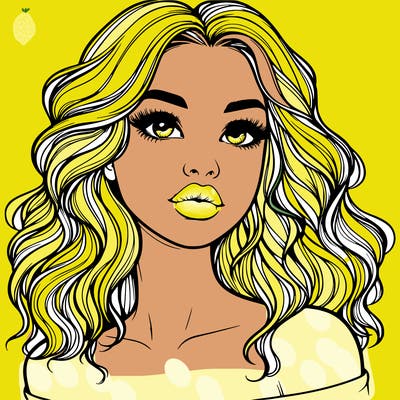 realistic girl with wavy hair and lips