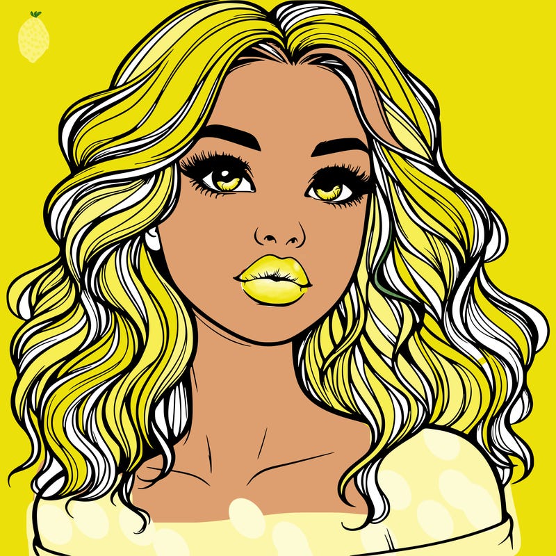 realistic girl with wavy hair and lips