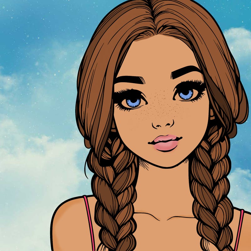 realistic girl with braids