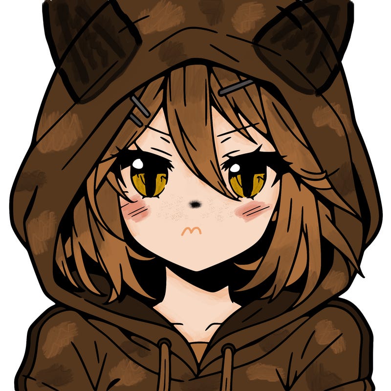 anime girl that's in a hoodie and she is daring and brave
