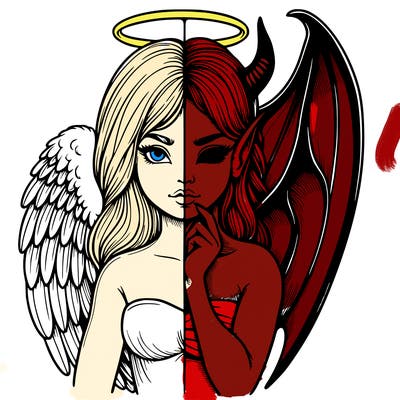 realistic angel half demon