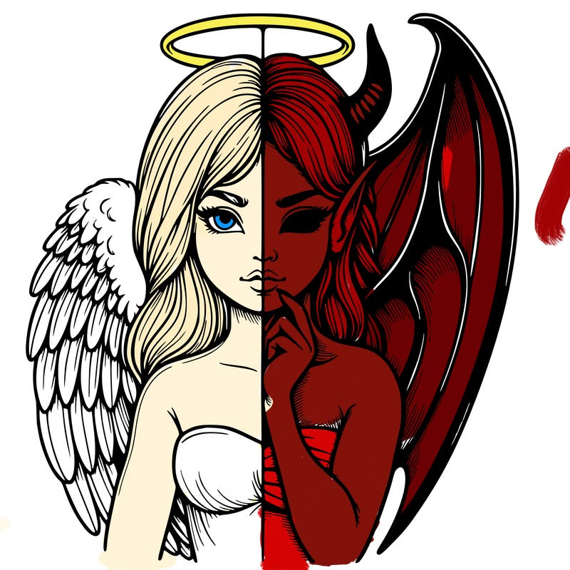 realistic angel half demon