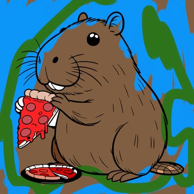 capybara eating a slice of pizza