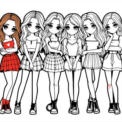 a group of girls realistic