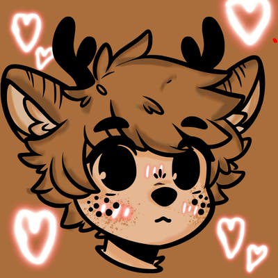 a humanoid deer with soft fluffy ears