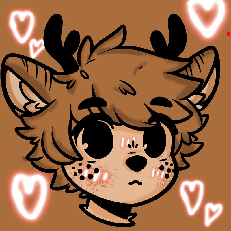 a humanoid deer with soft fluffy ears