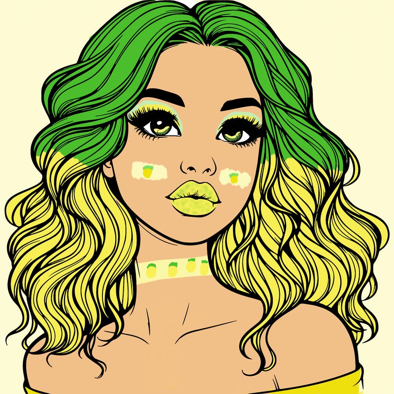 realistic girl with wavy hair and lips