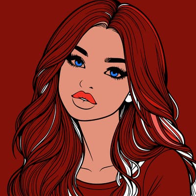 realistic girl with hair on her hair and lips