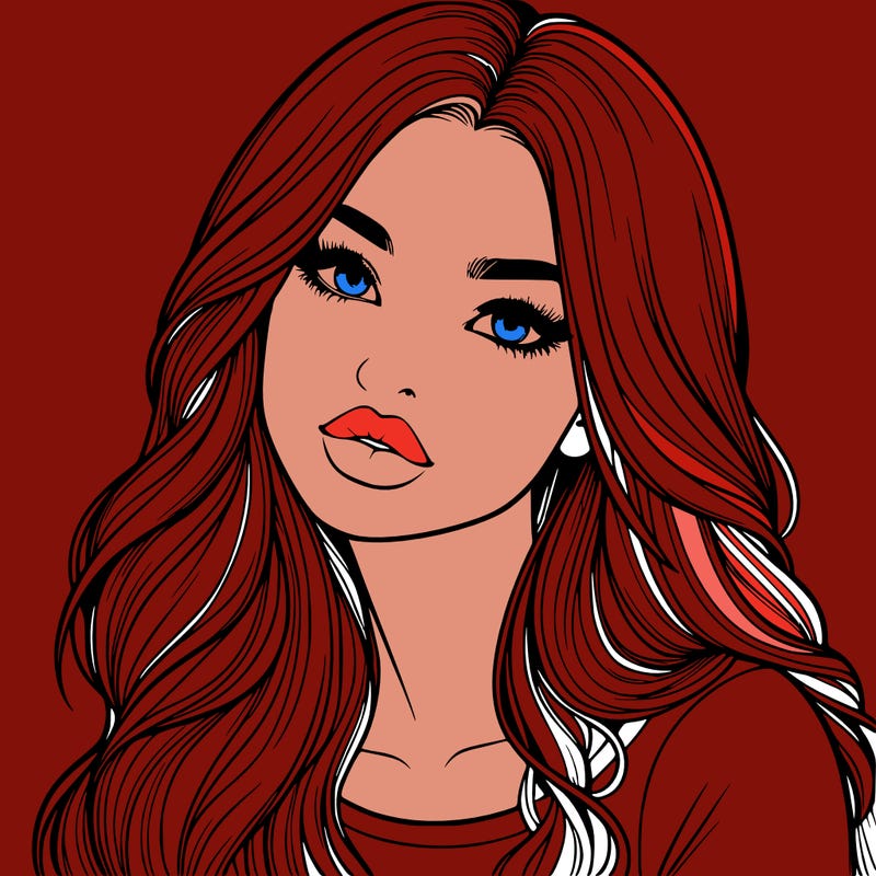 realistic girl with hair on her hair and lips