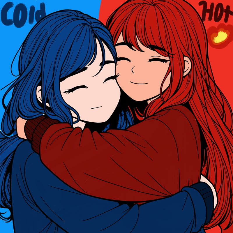 realistic two girls hugging