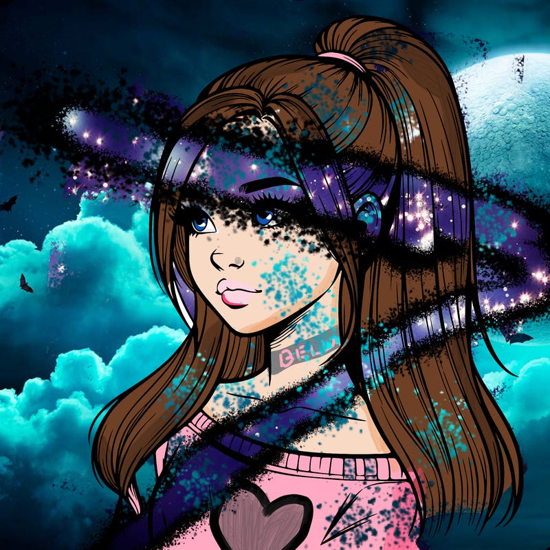 realistic girl with a high ponytail