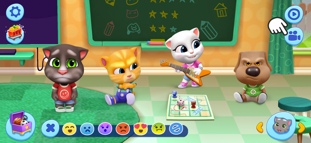 My Talking Tom Friends - Talking Tom e seus amigos Angela Ginger e Ben brincando juntos em um parquinho colorido
