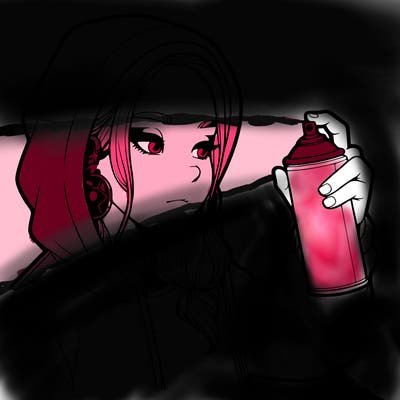 a realistic girl, spray painting