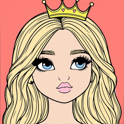 a realistic girl with a crown on