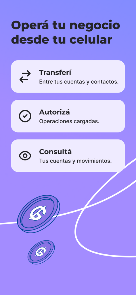 ueno bank empresas - Mobile app screen showing business banking features including transfers, authorizations, and account inquiries for ueno bank empresas.