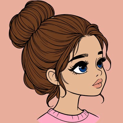 realistic girl with bun