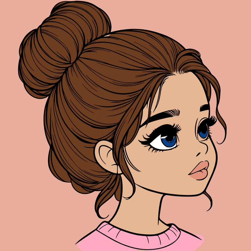 realistic girl with bun