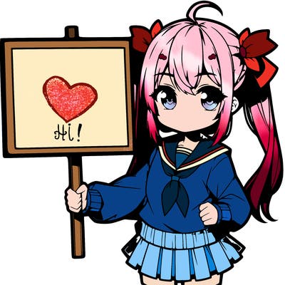 anime girl holding a sign
