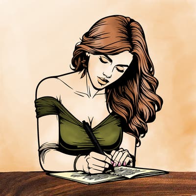 realistic female writing poetry