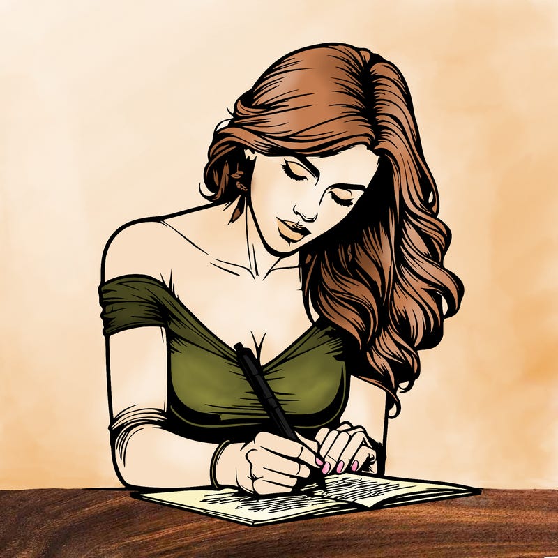 realistic female writing poetry