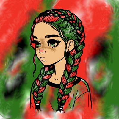 realistic girl with braids