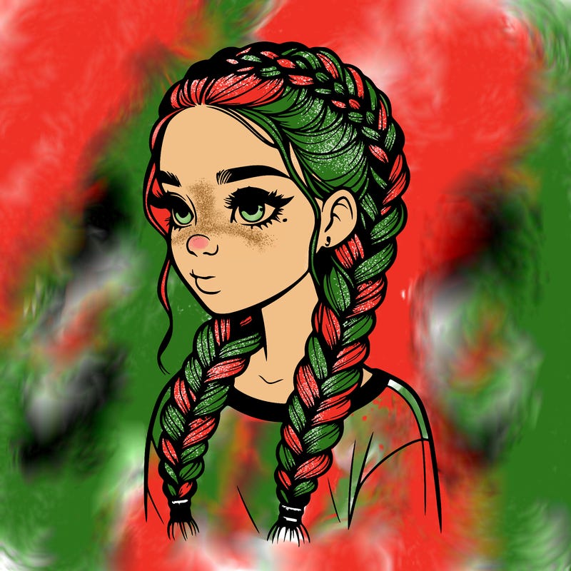 realistic girl with braids