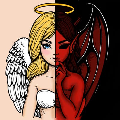 realistic angel half demon