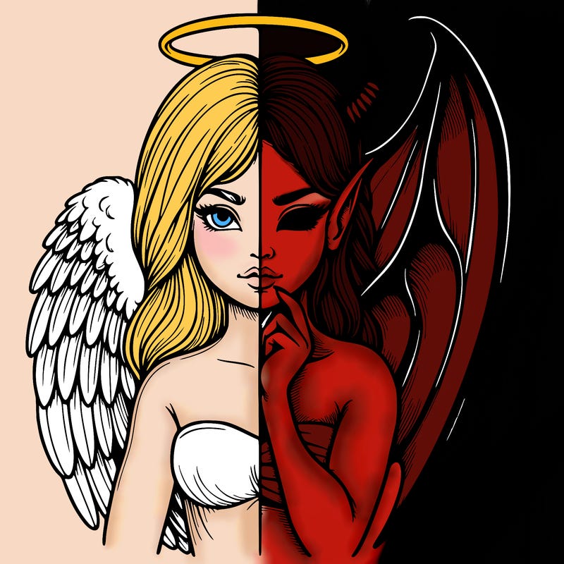 realistic angel half demon