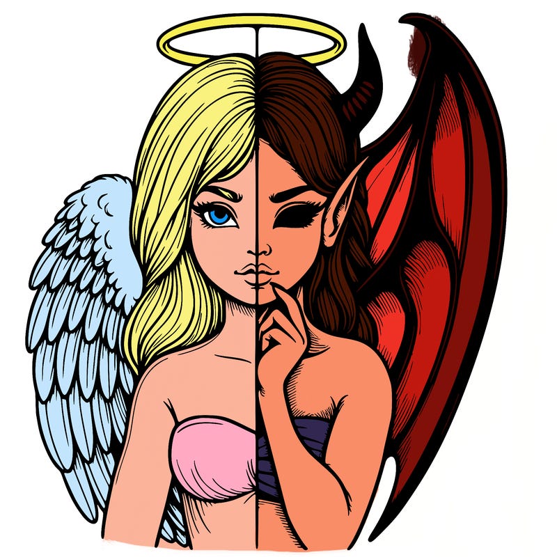 realistic angel half demon