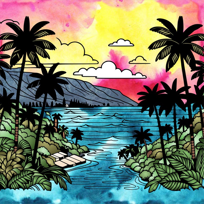 view of the ocean in hawaii lots of palm trees and beautiful view