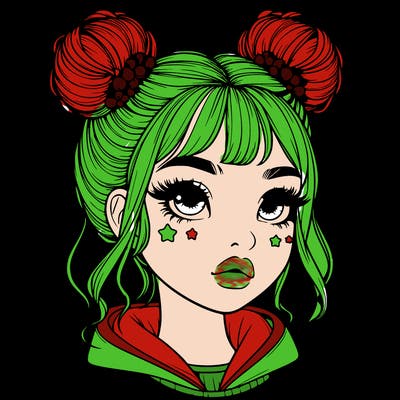 realistic girl with space buns