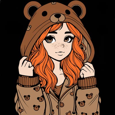 realistic girl in a animal pjs hoodie