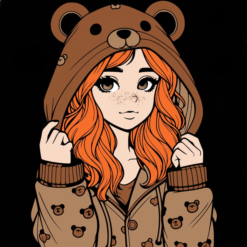 realistic girl in a animal pjs hoodie