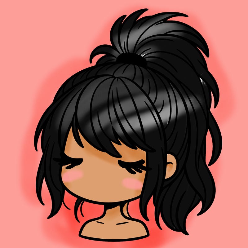 girl with messy high ponytail